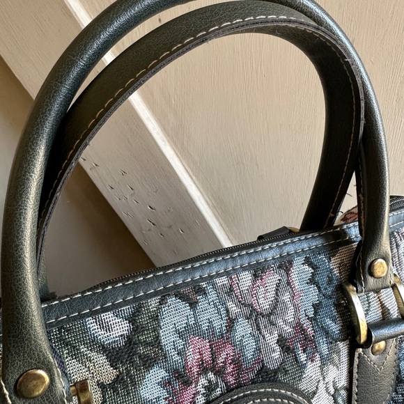 Vintage Tapestry Carpet Bag Purse | American Flyer Doctor Bag Style Handbag - Picture 5 of 14